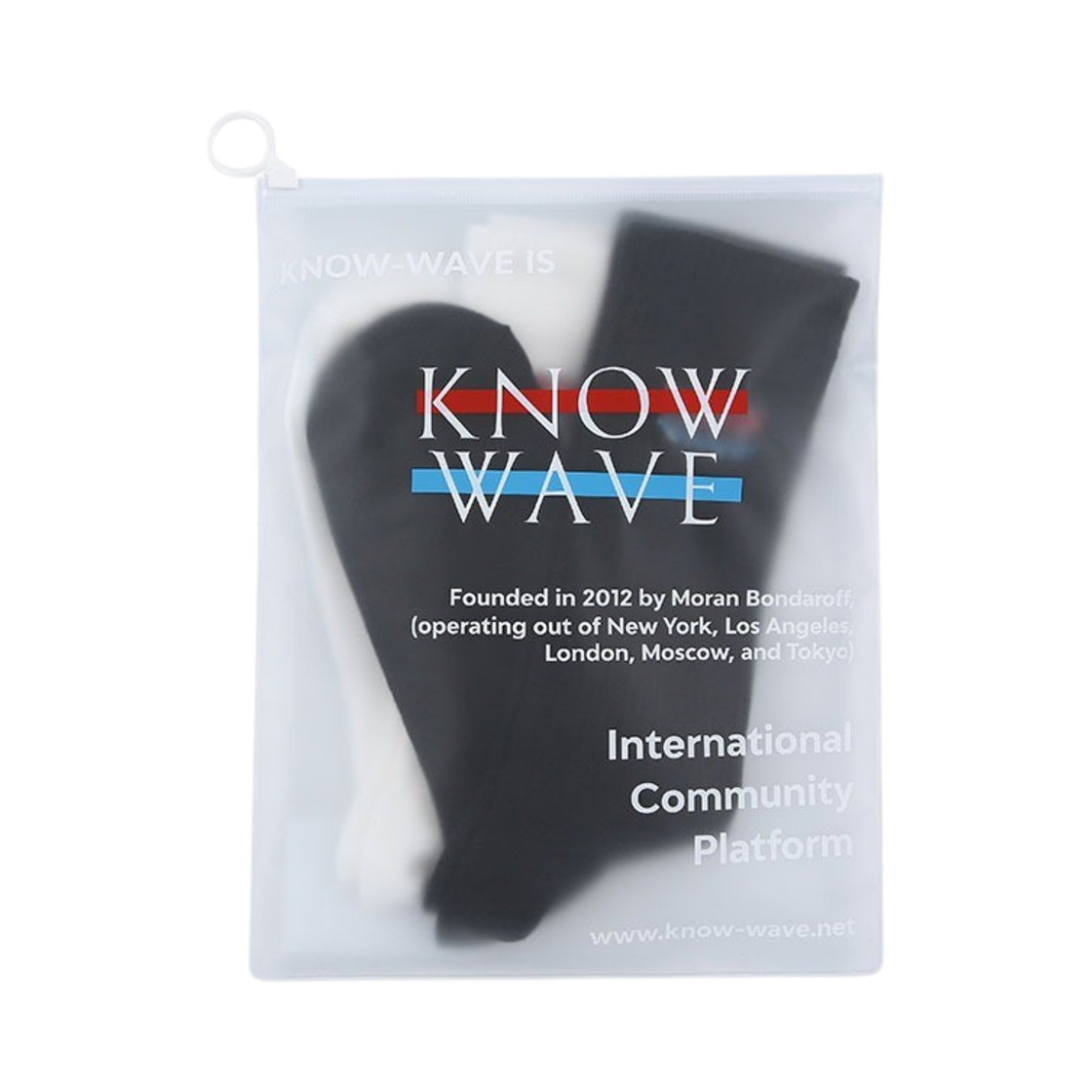 Kna038m Knowwave Unisex Logo Socks White Black