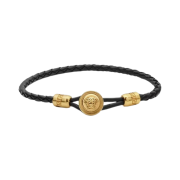 Versace Medusa Biggie Braided Leather Bracelet Black