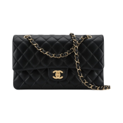 Chanel Medium Classic Handbag Lambskin & Gold Black