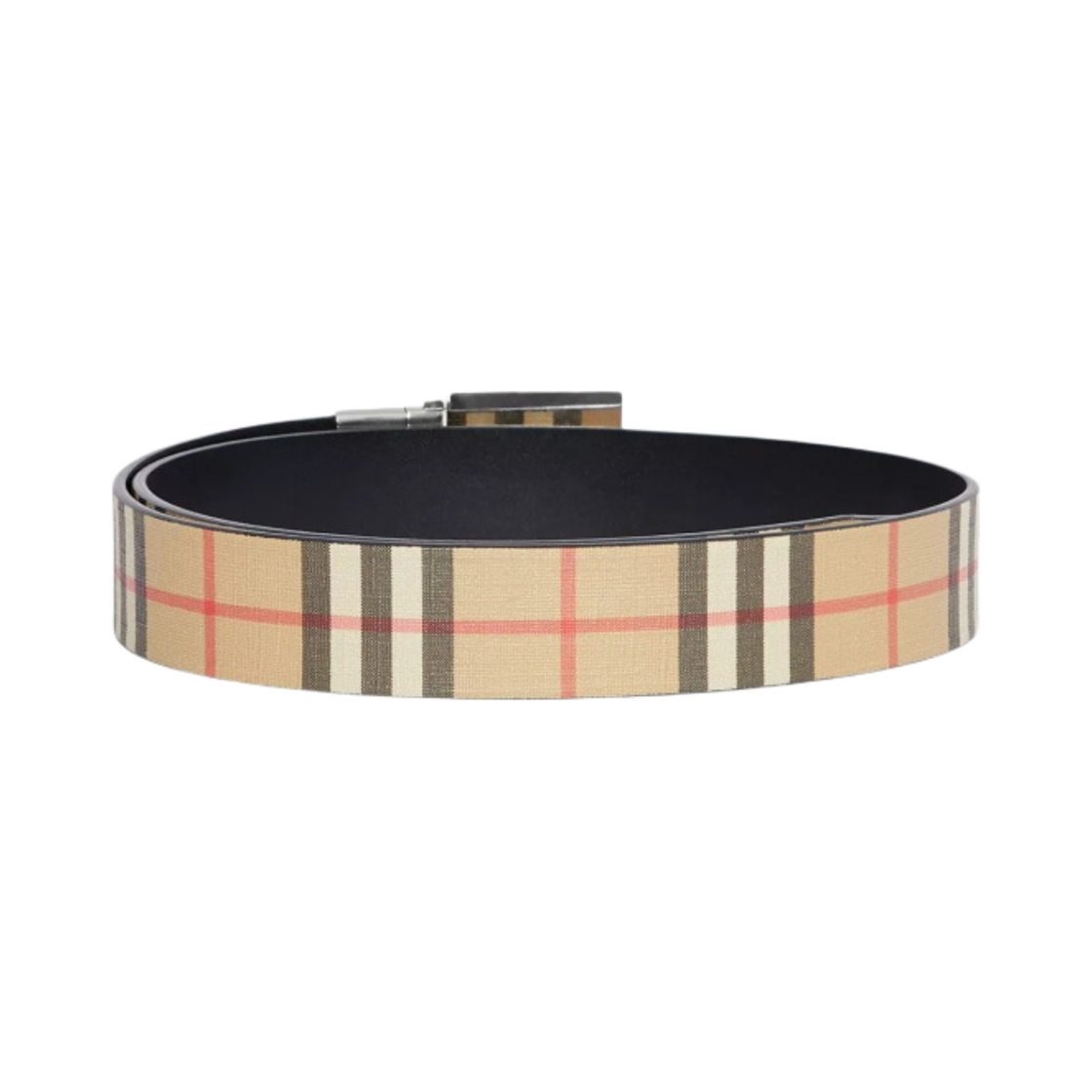 버버리 리버시블 플라크 버클 빈티지 체크 레더 벨트 아카이브 베이지 블랙(Burberry Reversible Plaque Buckle Vintage Check and Leather Belt Archive Beige Black) - 3