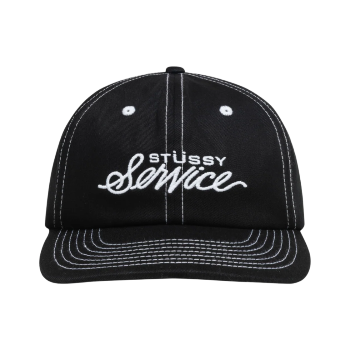 1311154 Stussy Mid Depth Stussy Service Strapback True Black