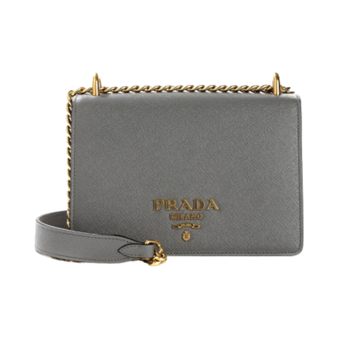 1BD133-2EDV-F0K44 Prada Saffiano Leather Chain Shoulder Bag Marble Gray