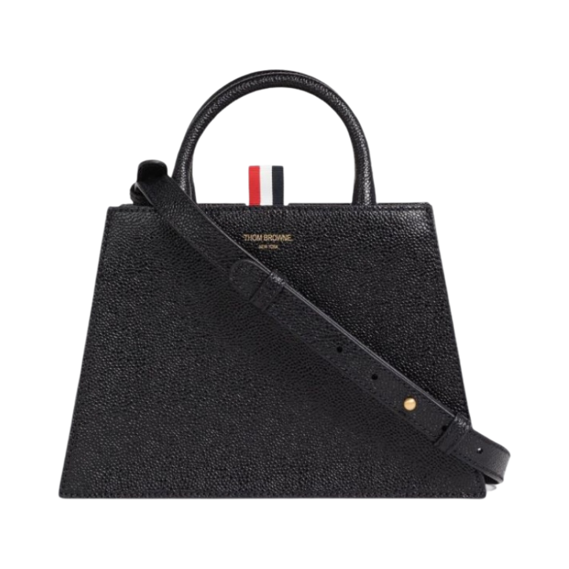 톰브라운 페블 그레인 레더 미니 트라페즈 토트백 블랙(Thom Browne Pebble Grain Leather Mini Trapeze Tote Bag Black) - 1
