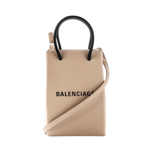 Balenciaga Mini Shopping Bag Phone Holder Beige
