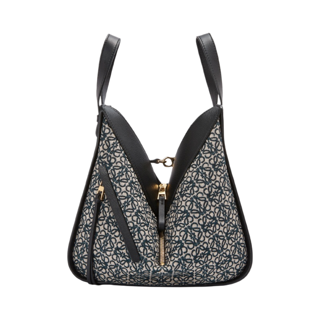 로에베 스몰 해먹백 아나그램 자카드 앤 카프스킨 네이비 블랙(Loewe Small Hammock Bag in Anagram Jacquard and Calfskin Navy Black) - 3