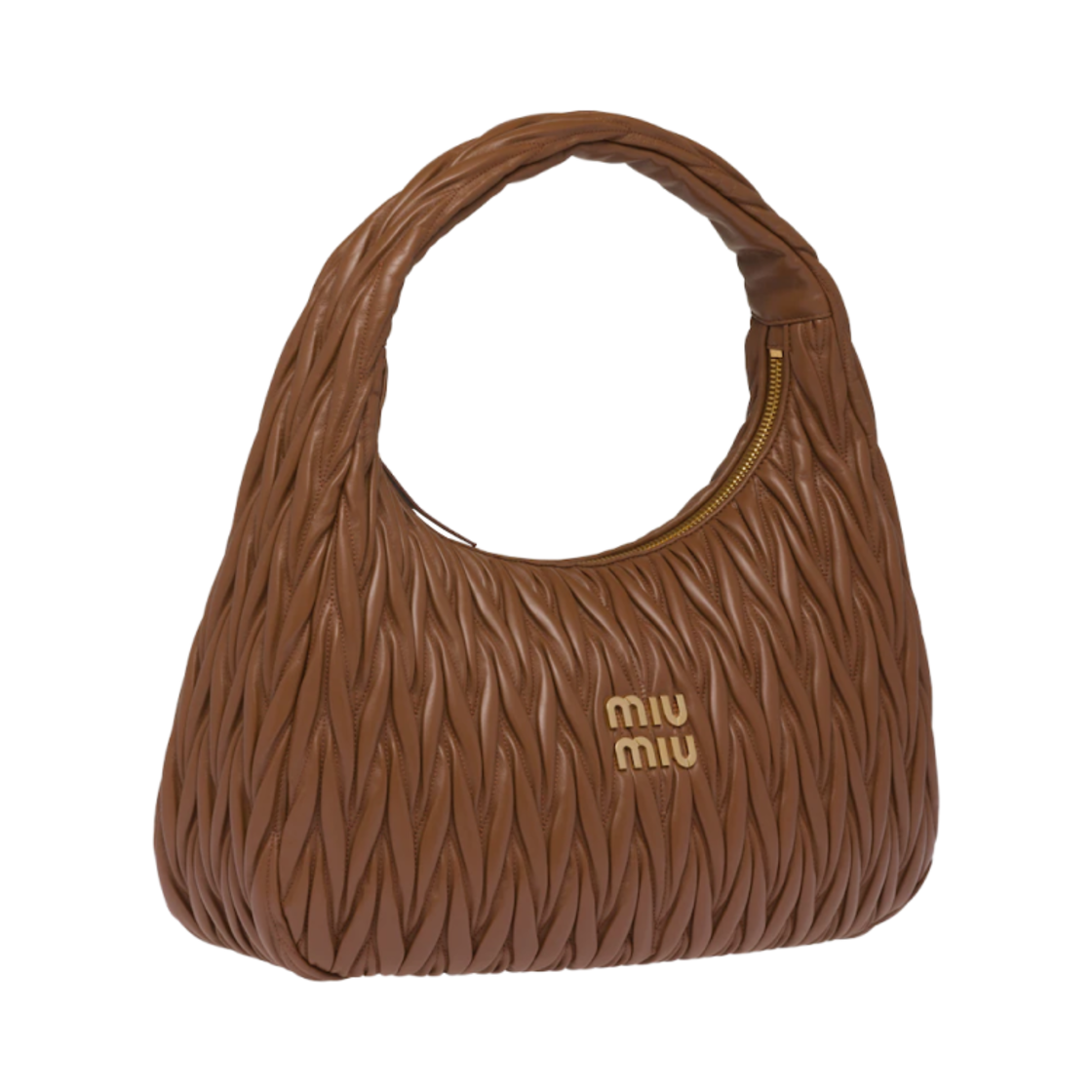 미우 미우 원더 마틀라세 나파 레더 호보백 코냑(Miu Miu Wander Matelasse Nappa Leather Hobo Bag Cognac) - 2