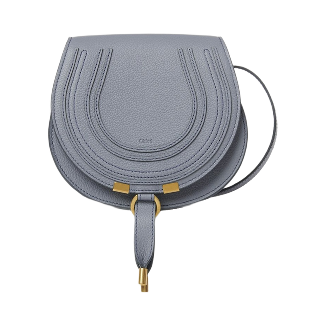 CHC22AS680I3141A Chloe Marcie Small Saddle Bag Storm Blue - 대표 이미지 #1