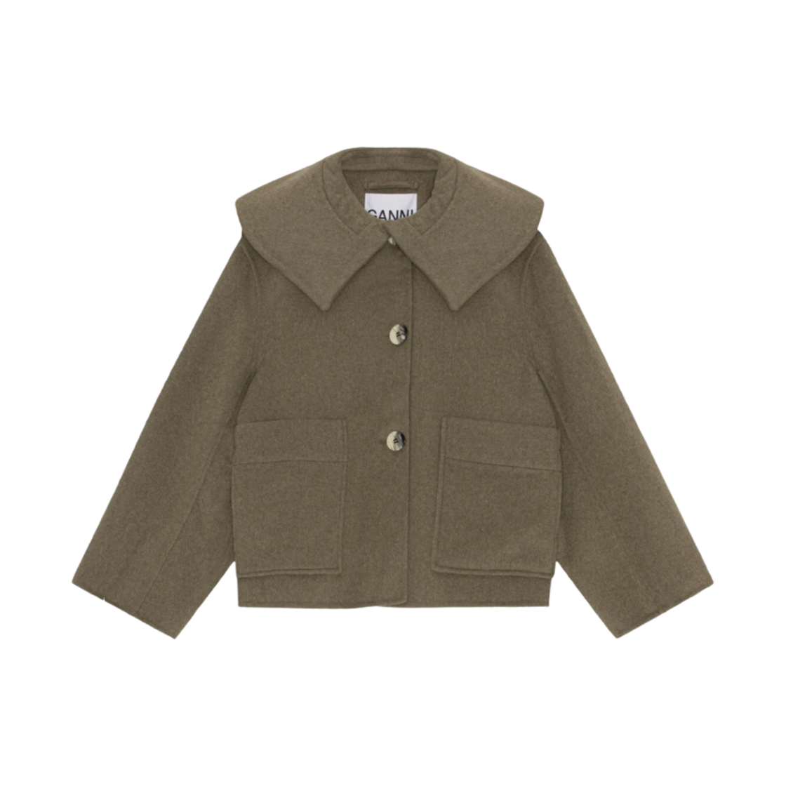 (W) 가니 칼라 울 자켓 페트리파이드 오크((W) Ganni Collar Wool Jacket Petrified Oak) - 1