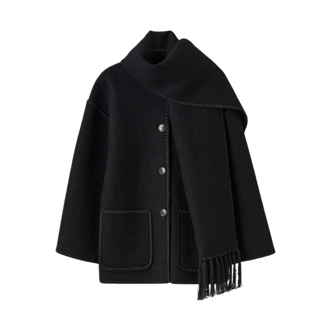 (W) 토템 자수 스카프 자켓 블랙((W) Toteme Embroidered Scarf Jacket Black)