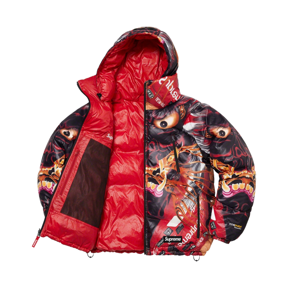 DT5005 Supreme リバーシブルダウンジャケット 赤/黒 Supreme シュプリーム 14AW Reversible Puffy Jacket ワッペン
