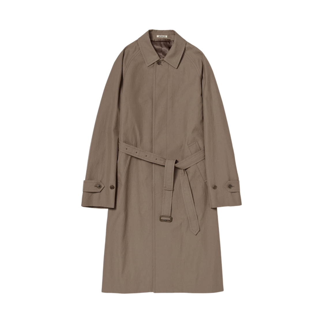 A23AC01FB Auralee Finx Hard Twist Gabardine Soutien Collar Coat Brown Gray Chambray