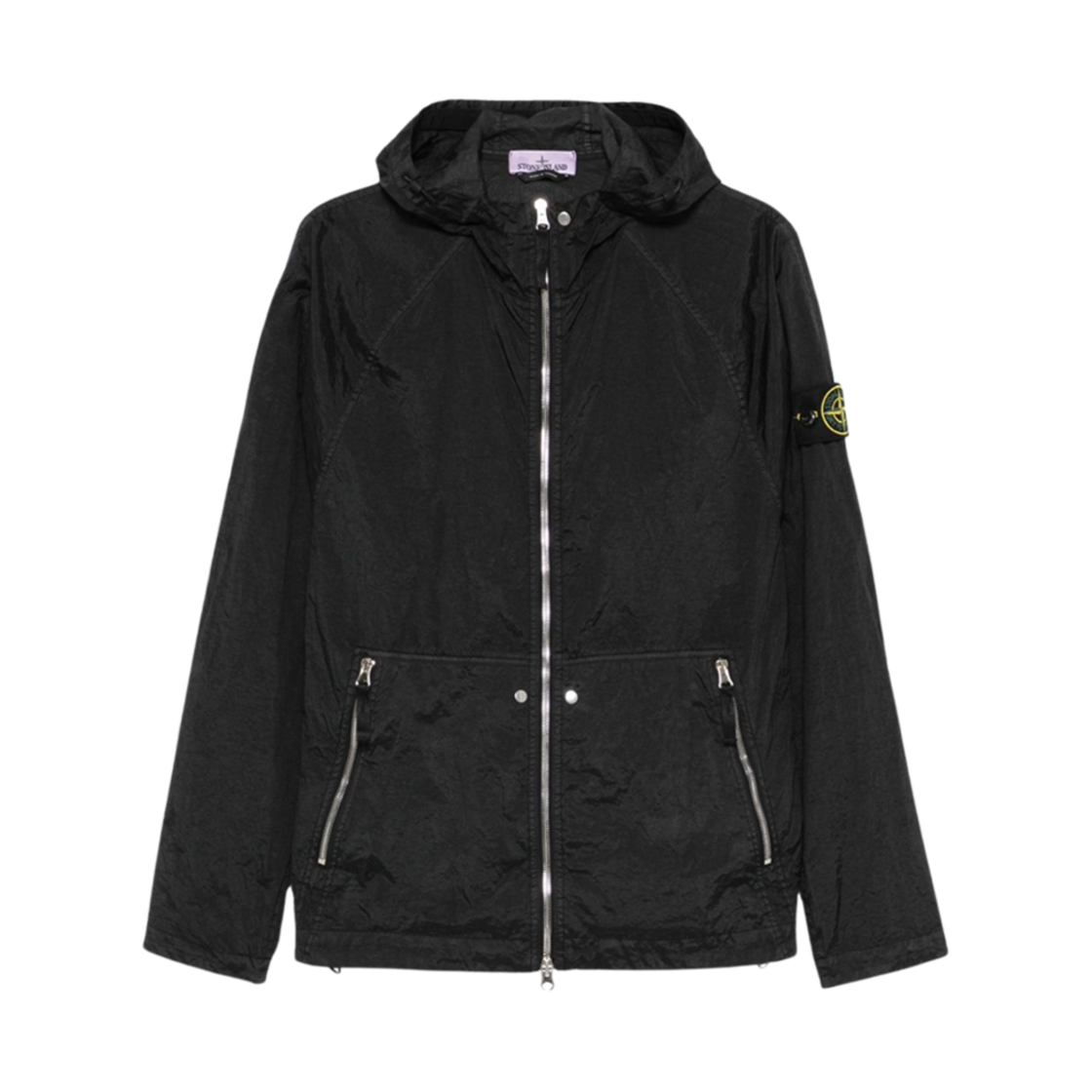 스톤 아일랜드 4100097 나일론 메탈 와트로-TC 에코닐 후드 자켓 블랙 - 25SS(Stone Island 4100097 Nylon Metal Watro-TC in Econyl Hooded Jacket Black - 25SS)