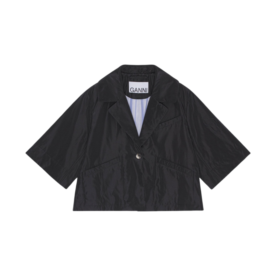 (W) 가니 썸머 테크 패딩 자켓 블랙((W) Ganni Summer Tech Padded Jacket Black) - 1