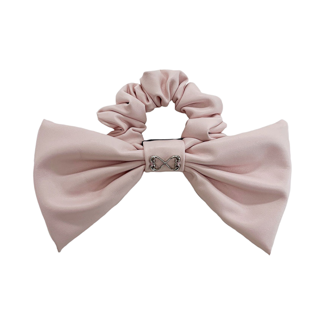 L243MHA020_02 lovememonster Mont Ribbon Leather Scrunchy Baby Pink