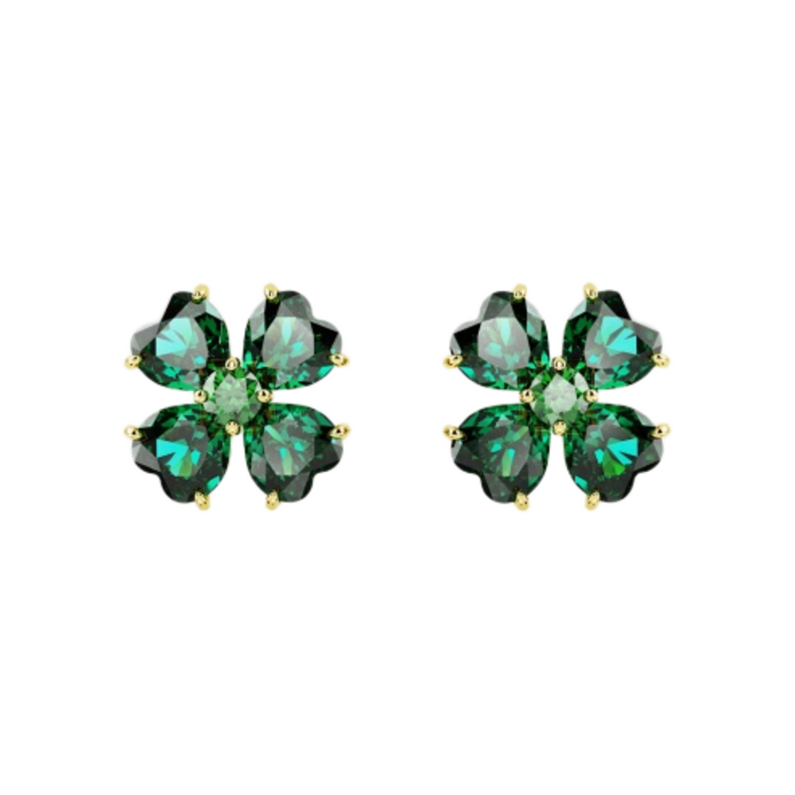 5666236 (W) Swarovski Idyllia Stud Earrings Green Gold Plated