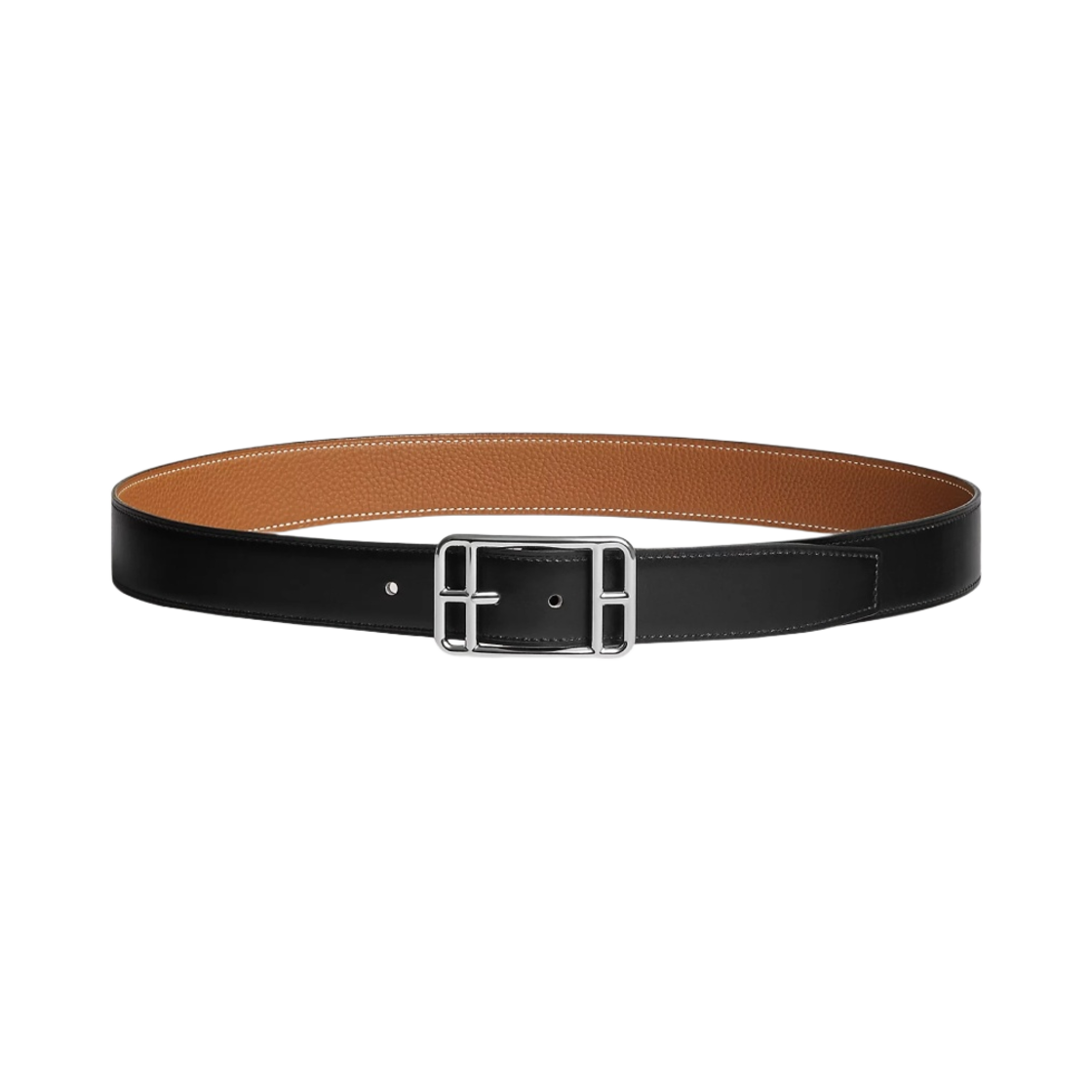 H049676CKAA090 Hermes Cape Cod 32 Reversible Belt Noir Gold