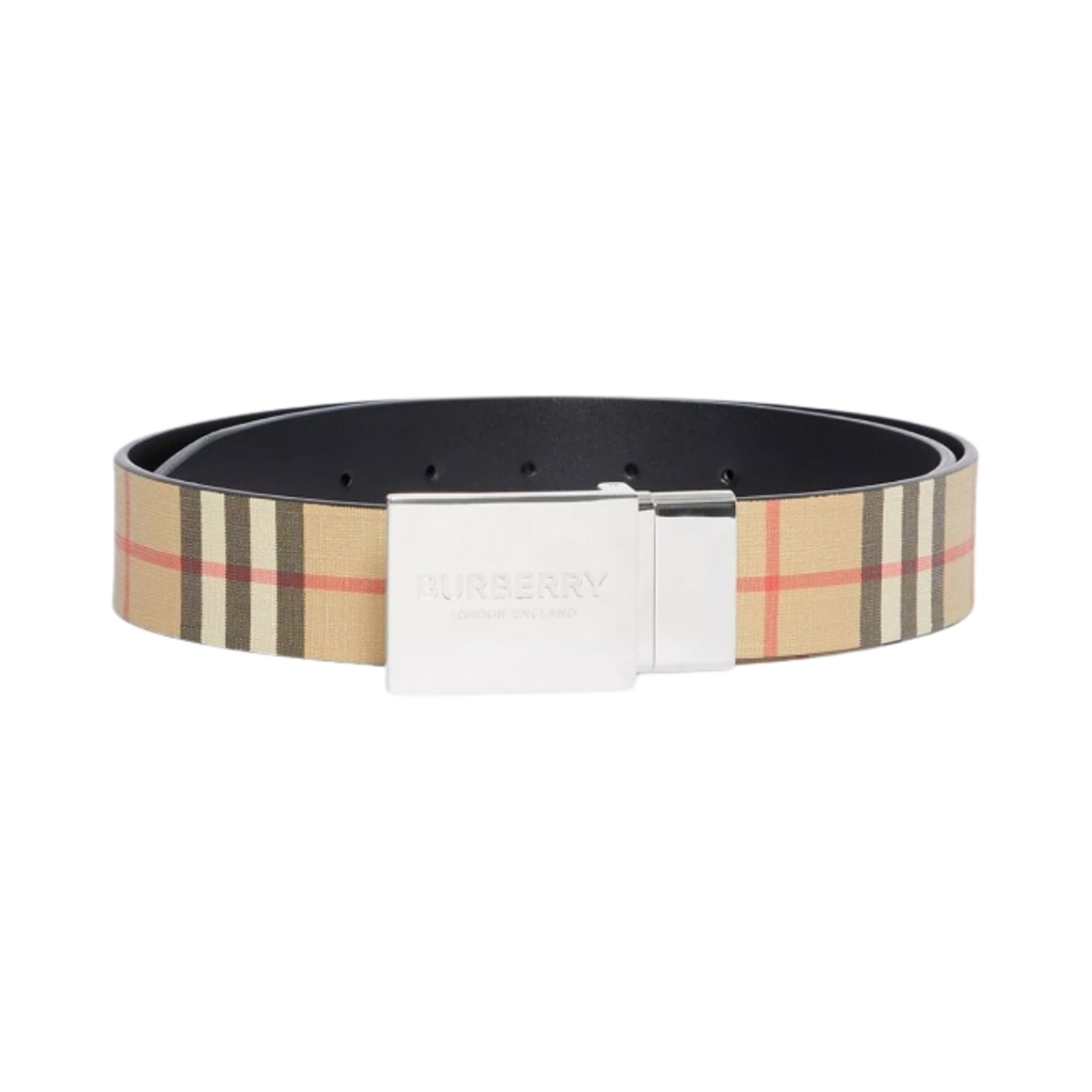 버버리 리버시블 플라크 버클 빈티지 체크 레더 벨트 아카이브 베이지 블랙(Burberry Reversible Plaque Buckle Vintage Check and Leather Belt Archive Beige Black) - 2