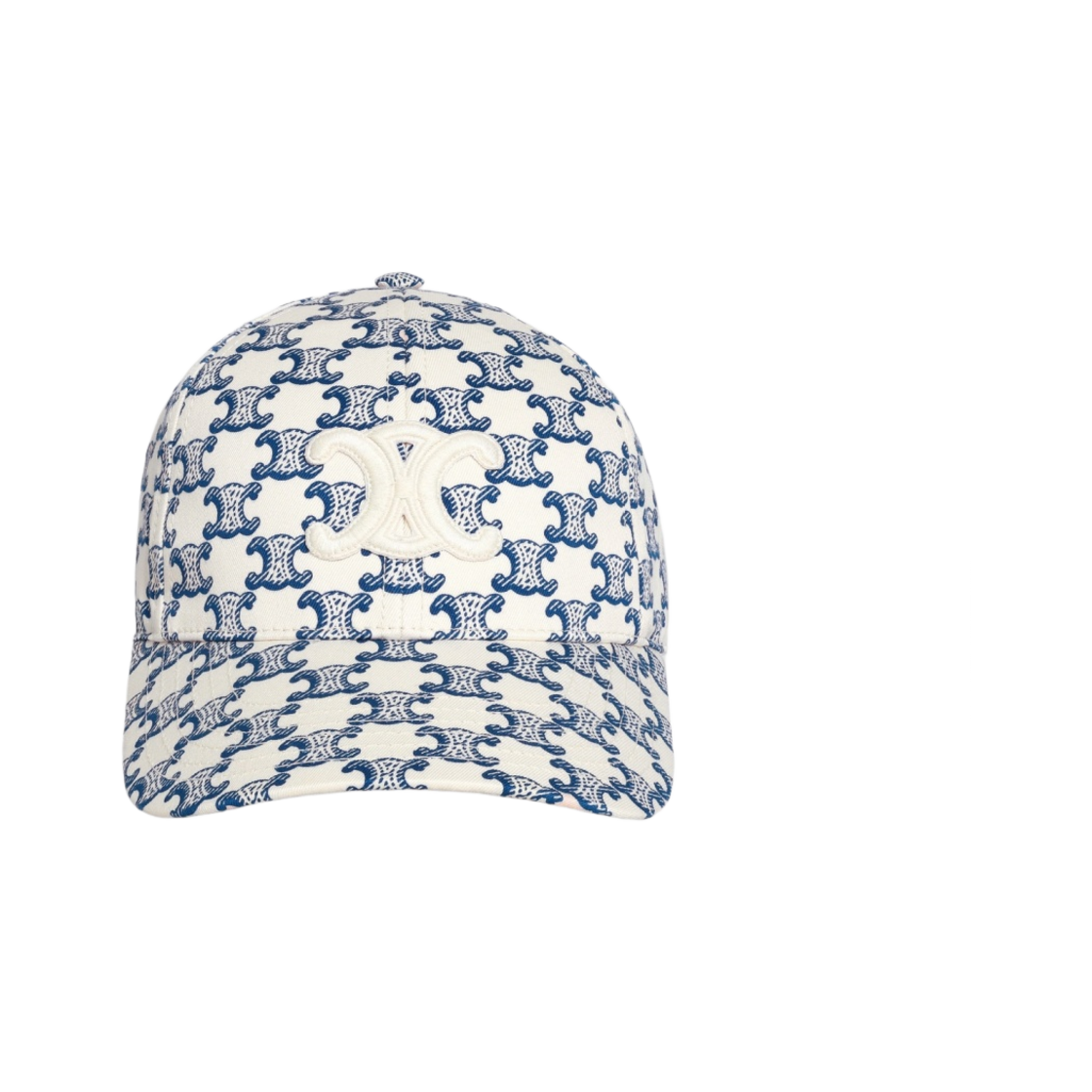 (W) 셀린느 모노그램 코튼 베이스볼 캡 바닐라 네이비((W) Celine Baseball Cap in Monogram Cotton Vanilla Navy) - 1
