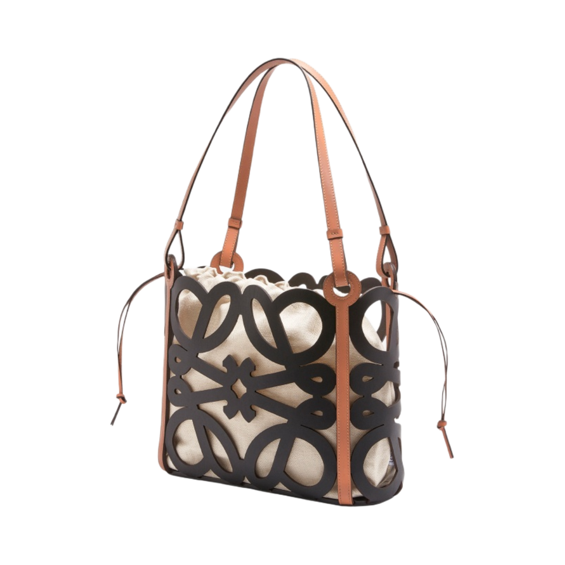 로에베 스몰 아나그램 컷 아웃 토트백 카프스킨 앤 캔버스 블랙(Loewe Small Anagram Cut-Out Tote Bag in Calfskin and Canvas Black Ecru) - 2