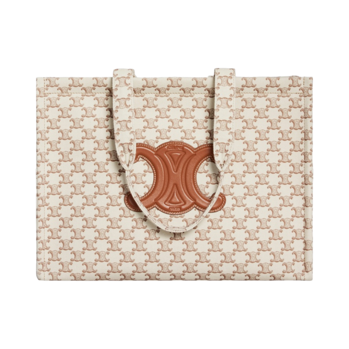 셀린느 트리옹프 캔버스 프린트 & 카프스킨 텍스타일 라지 카바스 타이스 화이트(Celine Large Cabas Thais in Textile with Triomphe Canvas Print and Calfskin White) - 1