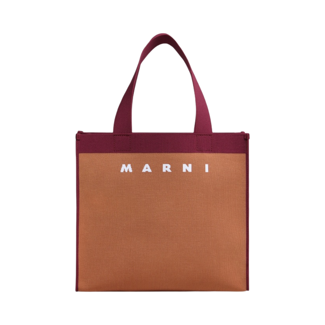 마르니 자카드 스몰 쇼핑백 피너츠 블랙 체리(Marni Jacquard Small Shopping Bag Peanuts Black Cherry) - 1