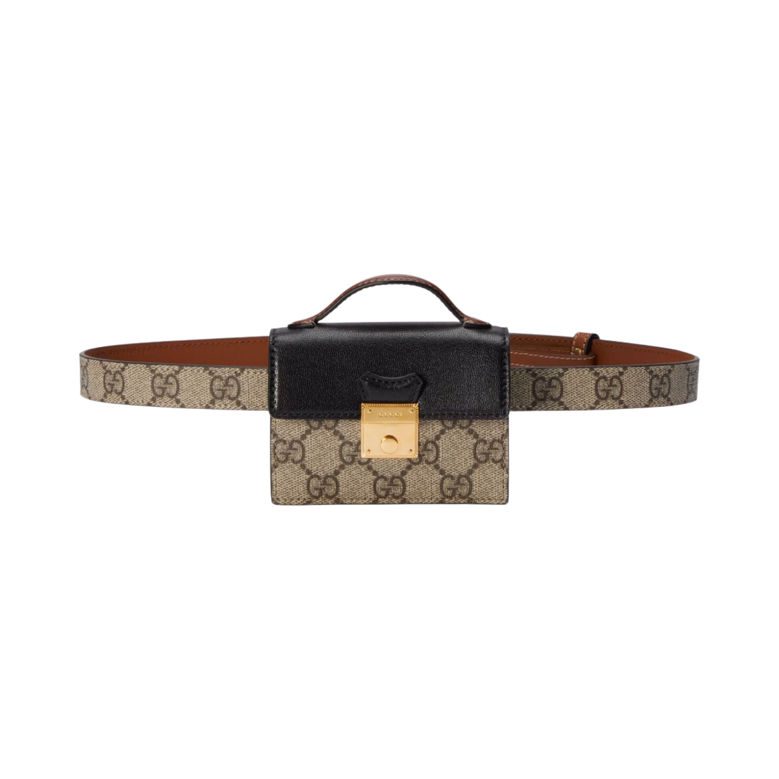구찌 패드락 미니 GG 벨트 백 베이지 에보니 슈프림(Gucci Padlock Mini GG Belt Bag Beige Ebony Supreme) - 1