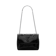 Saint Laurent Niki Baby In Patent Effect Fabric Black