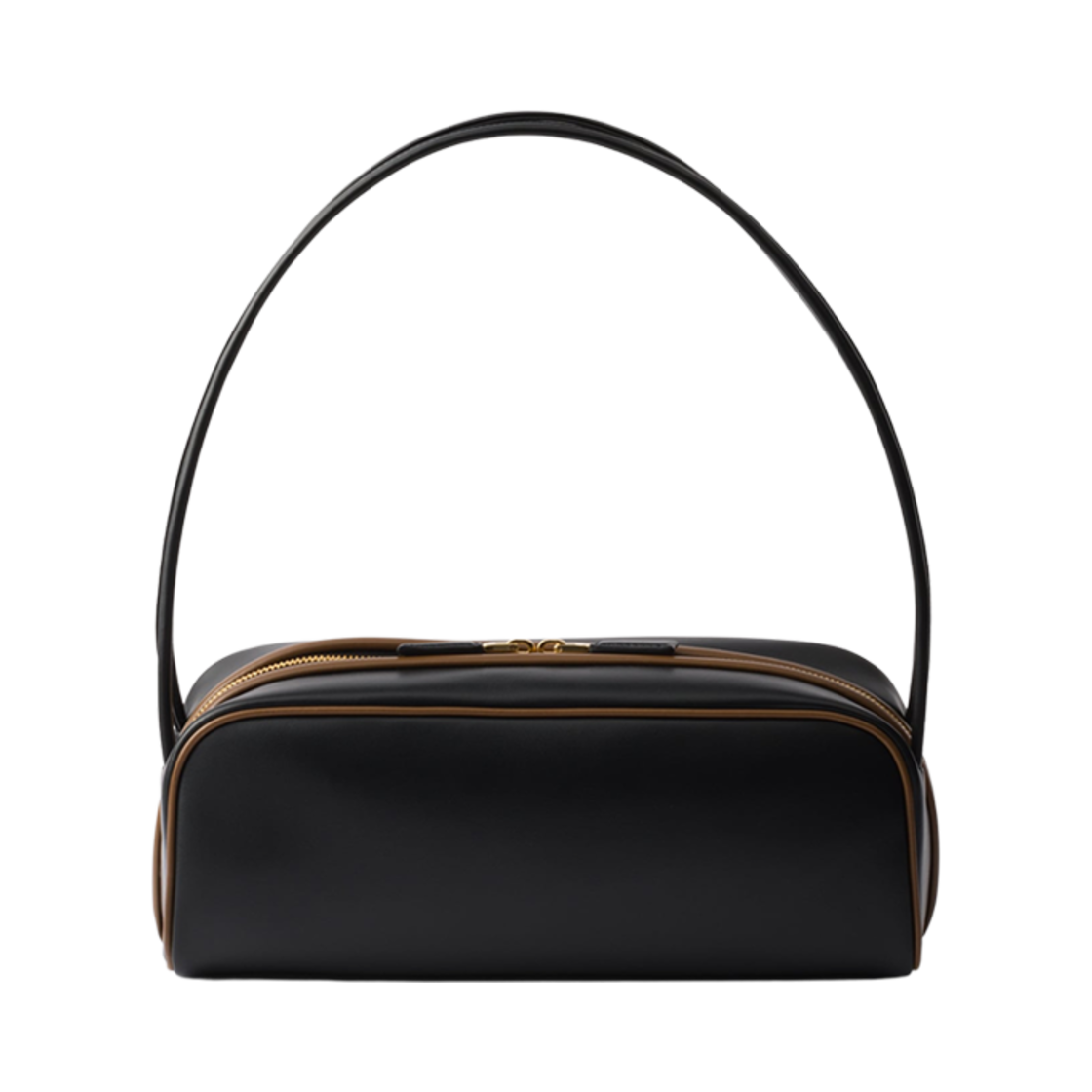 프라다 스윙 스무스 레더 숄더백 블랙 헤이즐넛(Prada Swing Smooth Leather Shoulder Bag Black Hazelnut) - 2