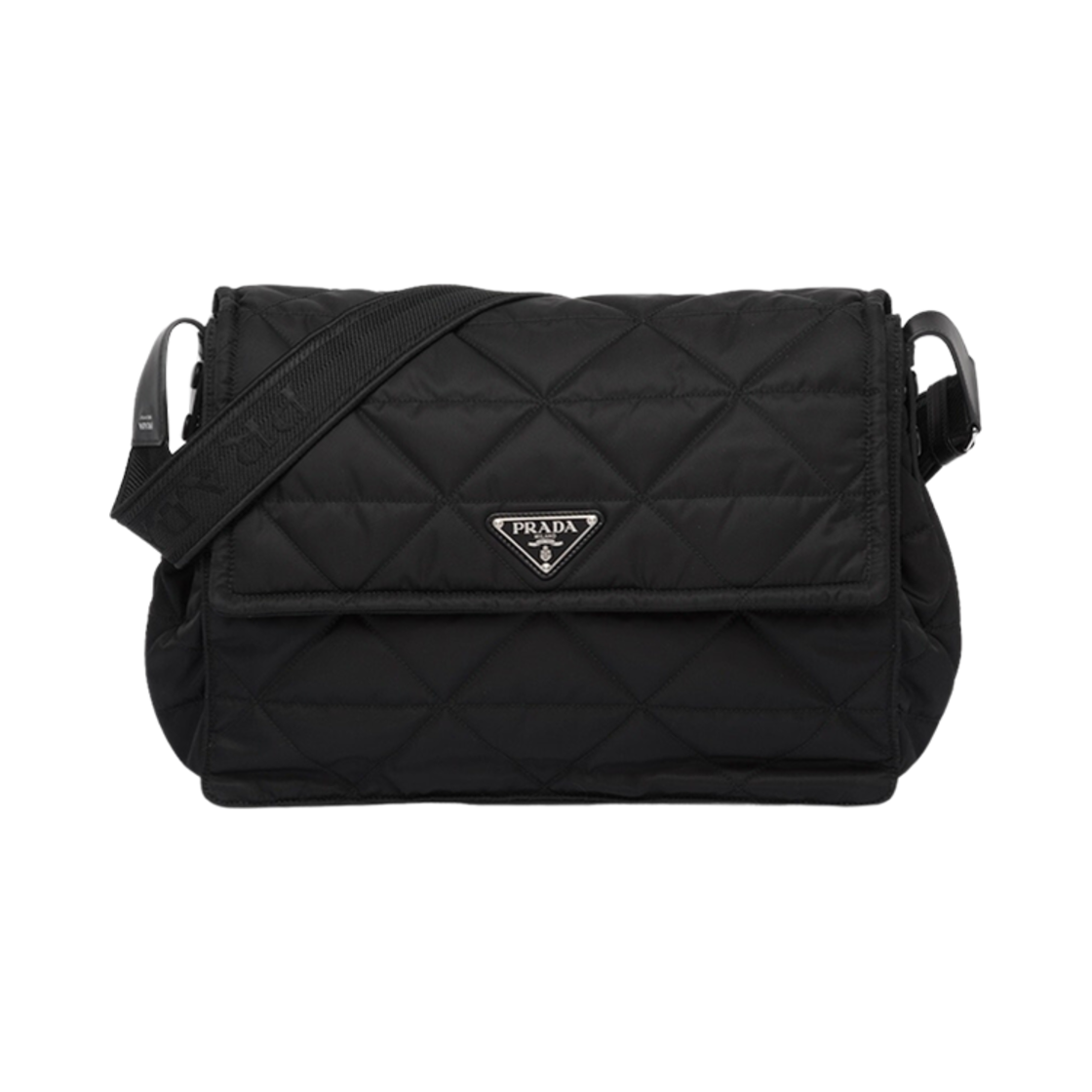 프라다 탑스티치 리나일론 숄더백 블랙(Prada Topstitched Re-Nylon Shoulder Bag Black) - 1