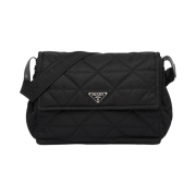 Prada Topstitched Re-Nylon Shoulder Bag Black