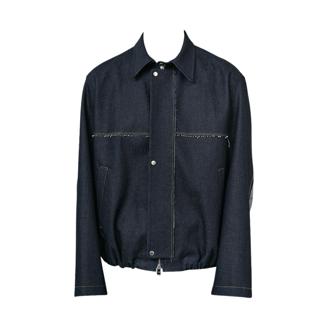 타이핑 미스테이크 데님 엘보우 패치 스티치 블루종 인디고(Typing Mistake Denim Elbow Patch Stitch Blouson Indigo)