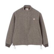 Danton Wool Light Pile Stand Collar Blouson Heather Beige