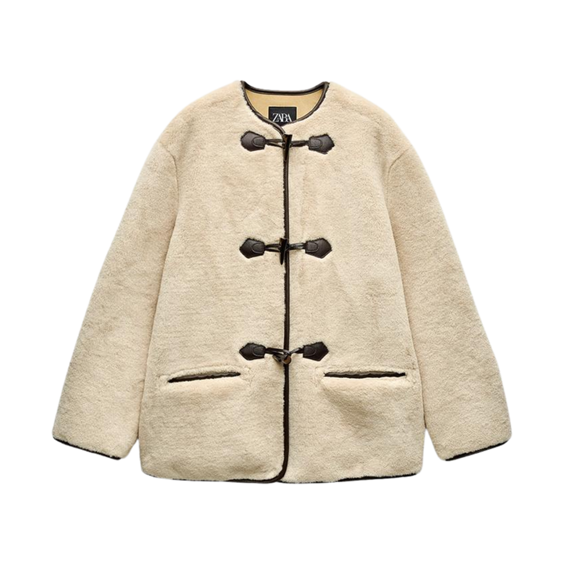 (W) 자라 토글 포우 퍼 코트 크림((W) Zara Faux Fur Coat with Toggles Cream)