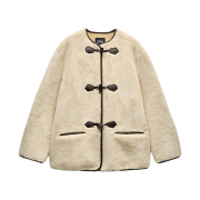 (W) Zara Faux Fur Coat with Toggles Cream