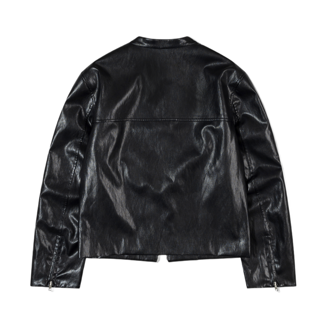 (W) 로우클래식 레더 자켓 블랙((W) Low Classic Bandcollar Leather Jacket Black) - 2