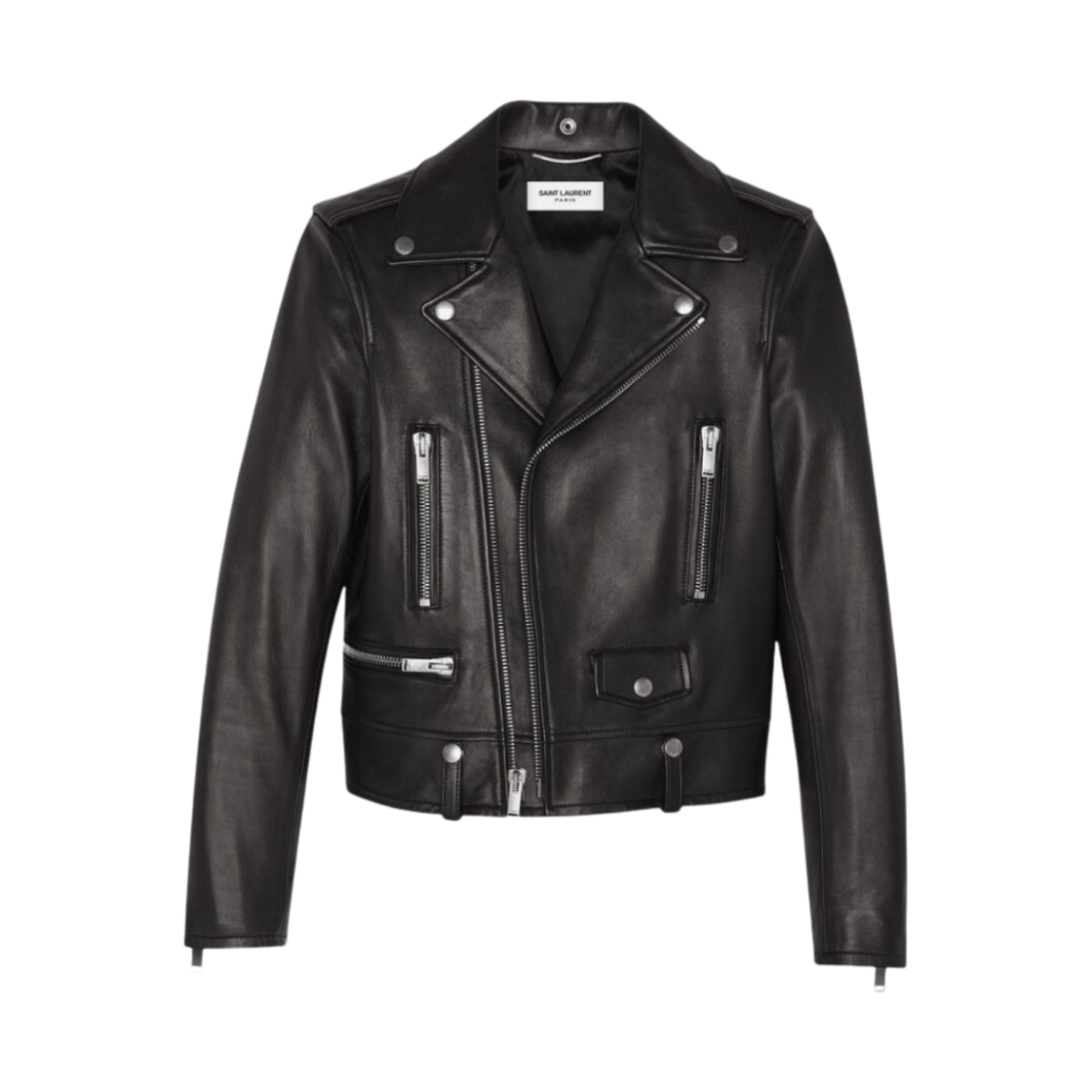484284-Y5YA2-1000 Saint Laurent Classic Motorcycle Jacket in Lambskin Black