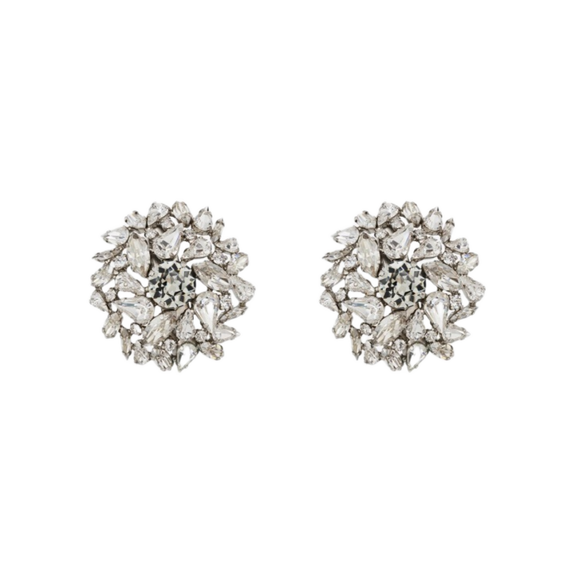 (W) 생로랑 라인스톤 스노우플레이크 이어링 메탈 크리스탈 라이트 옥시다이즈드 실버((W) Saint Laurent Rhinestone Snowflake Earrings in Metal Crystal Light Oxidized Silver) - 1