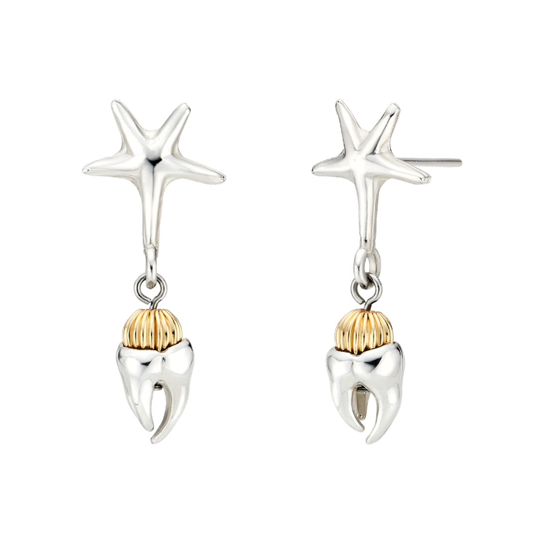 TEETH-N080 Teeth Starry Baby Teeth Earrings 14KGF