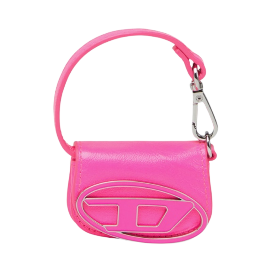 디젤 1DR 파우치 마이크로 키링 핑크 플루오(Diesel 1DR Micro Leather Bag Charm Pink Fluo) - 1