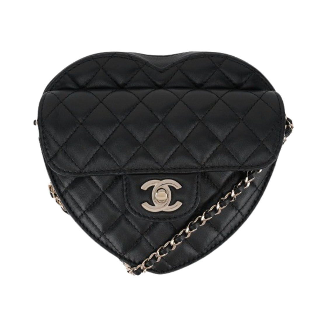 샤넬 하트백 램스킨 & 골드 메탈 블랙