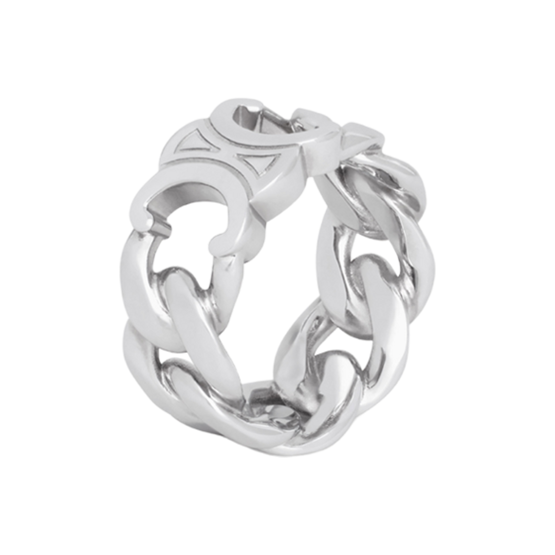 셀린느 트리옹프 고메 링 브래스 로듐 피니쉬 실버(Celine Triomphe Gourmette Ring in Brass with Rhodium Finish Silver) - 2