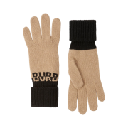 Burberry Logo Intarsia Two-Tone Cashmere Gloves Archive Beige Black