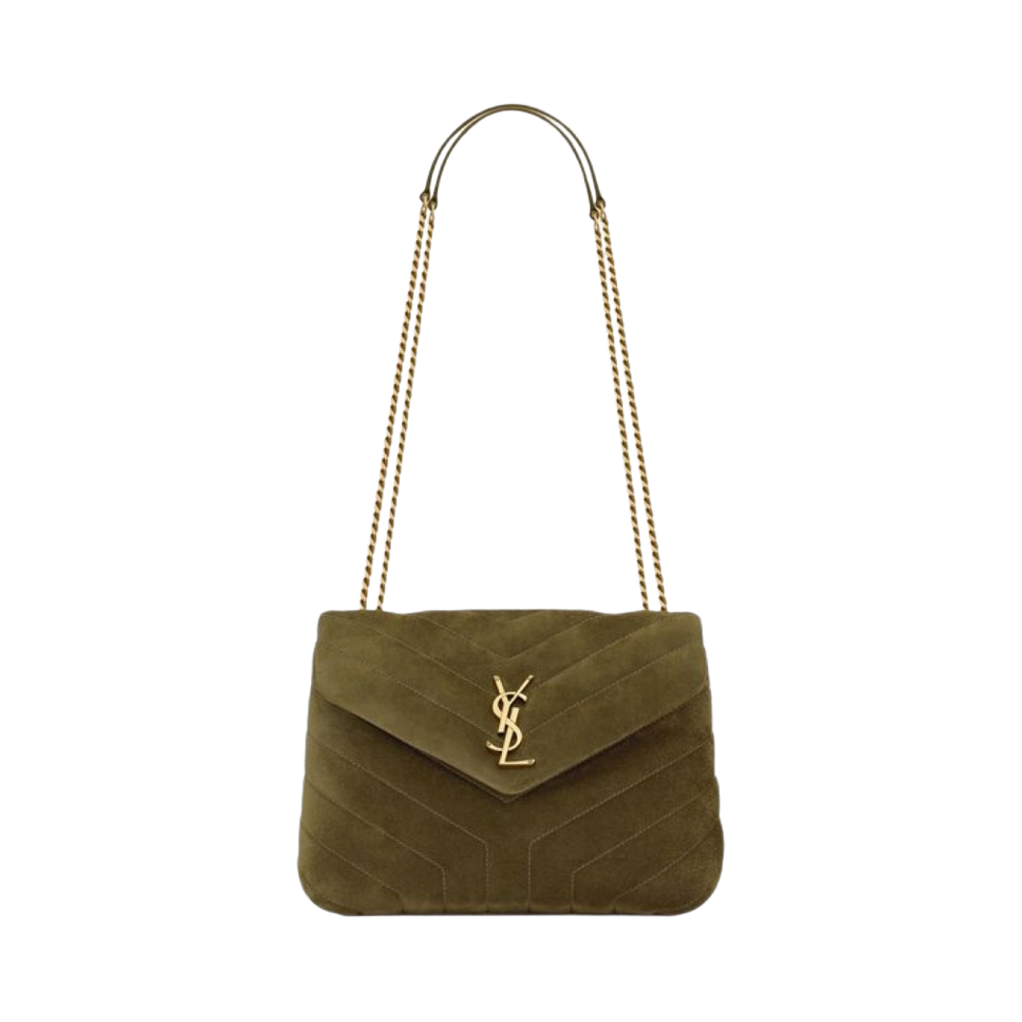 생로랑 루루 스몰 퀼티드 Y 스웨이드 로덴 그린(Saint Laurent Loulou Small In Quilted Y Suede Loden Green) - 1