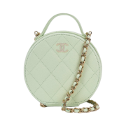 Chanel Small Vanity With Chain Grained Calfskin & Gold Light Green