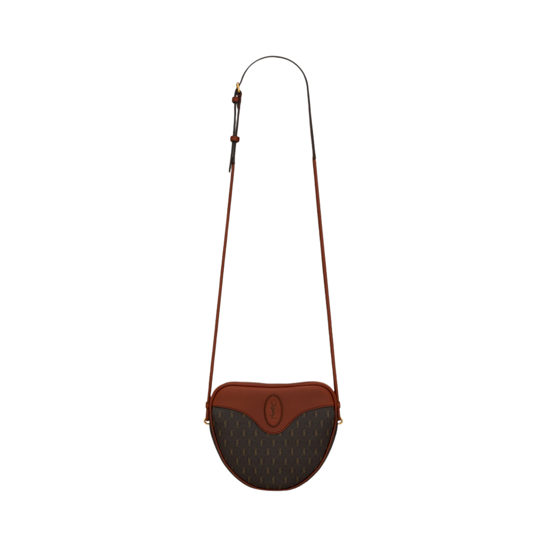 675260-2UY2W-2166 Saint Laurent Le Monogramme Coeur Bag in Cassandre Canvas And Smooth Leather Chestnut