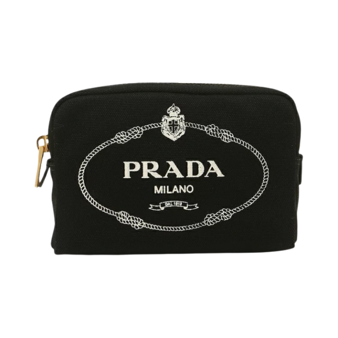 프라다 코튼 캔버스 파우치 블랙 초크 화이트(Prada Cotton Canvas Pouch Black Chalk White) - 1