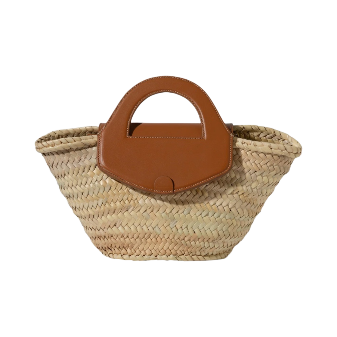 WBS22ALQU003 Hereu Alqueria Leather-Trimmed Straw Tote Bag Beige Tan