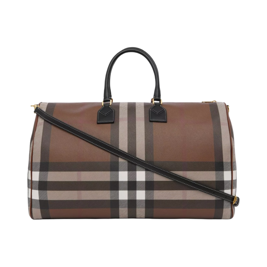 버버리 엑스트라 라지 체크 레더 볼링백 다크 버치 브라운(Burberry Extra Large Check and Leather Bowling Bag Dark Birch Brown) - 3