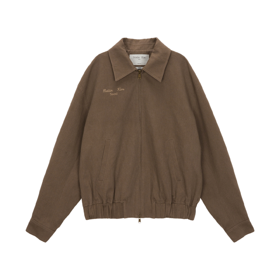 (W) 마뗑킴 레터링 드리즐러 점퍼 브라운((W) Matin Kim Lettering Drizzler Jumper Brown) - 1