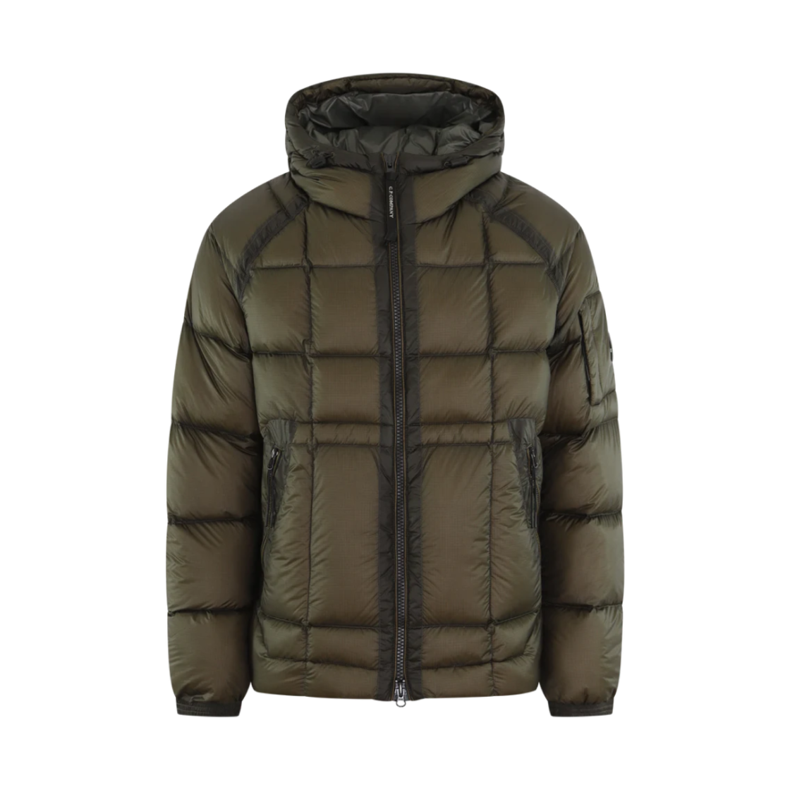 C.P. 컴퍼니 D.D. 쉘 후드 미디엄 다운 자켓 그레이프 리프 그린 - 24FW(C.P. Company D.D. Shell Hooded Medium Down Jacket Grape Leaf Green - 24FW)